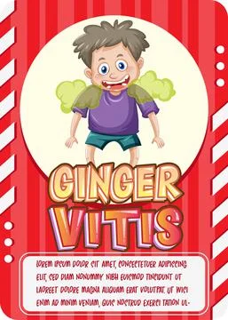 Character game card template with word Ginger Vitis Stock Illustration