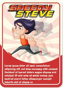 Character game card template with word Speedy Sam Stock Illustration
