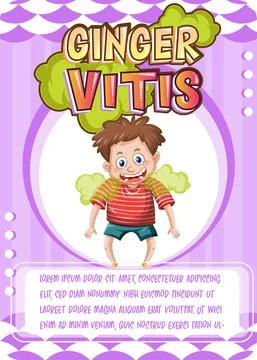 Character game card template with word Ginger Vitis Stock Illustration