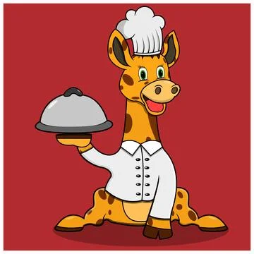 Character Giraffe With Chef Custom Stock Illustration