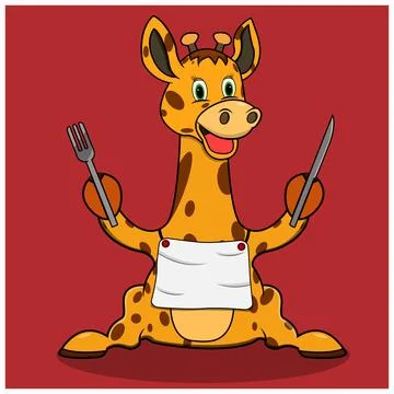 Character Giraffe Ready For Eat Stock Illustration