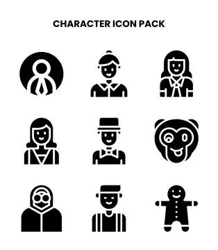 Character Glyph Bundle Icons Pack Stockillustratie