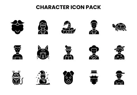 Character Glyph Graphics Icons Pack Stock Illustration