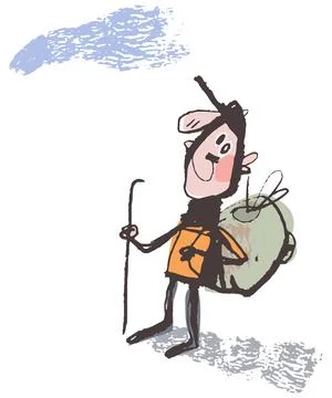 The character goes on a hike Stock Illustration