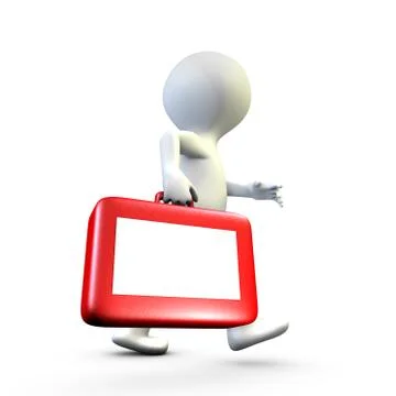 A character going to travel. copy space on its suitcase. Stock Illustration