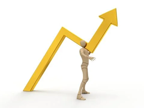 Character with golden arrow Stock Illustration