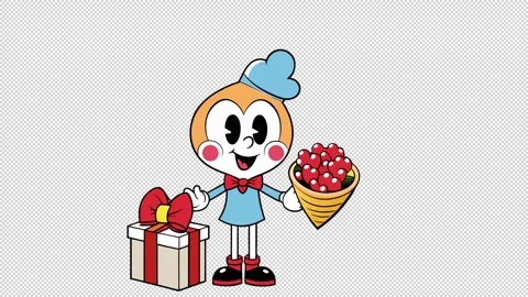 Character with hearts and a gift Stock Footage 327853200