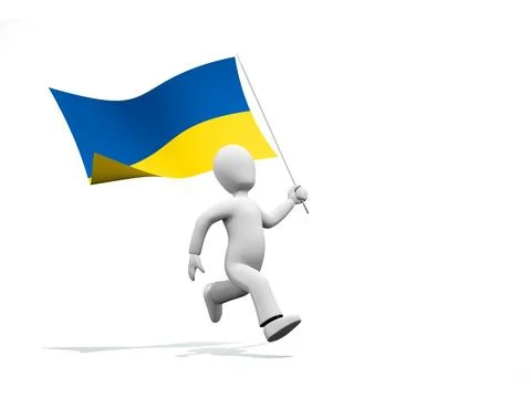 Character holding a flag of Ukraine Stock Illustration