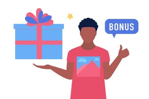 Character is holding a present Stock Illustration