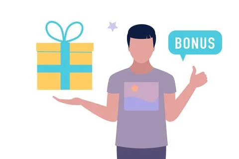 Character is holding a present Stock Illustration