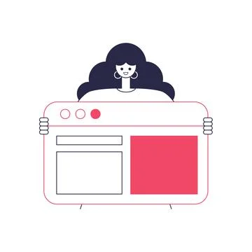Character holds network page, frame Illustrazione stock