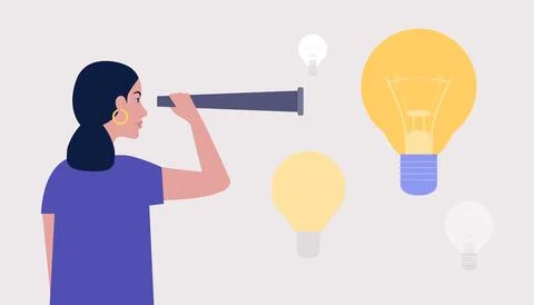 Character holds a telescope Stock Illustration