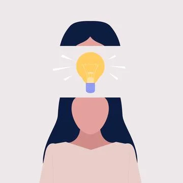 Character with idea light bulb head Stock Illustration