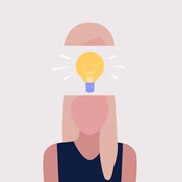 Character with idea light bulb head concept Stock Illustration