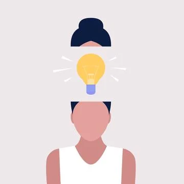 Character with idea light bulb head concept Stock Illustration