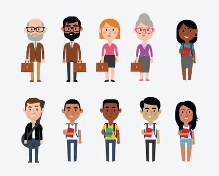 Character Illustrations Depicting Occupations In Education Stock Illustration