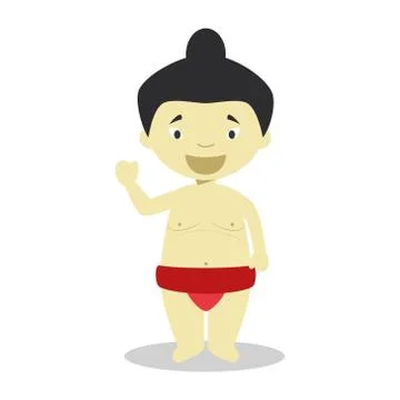 Character from Japan dressed as a sumo wrestler. Vector Illustration. Kids of Stock Illustration