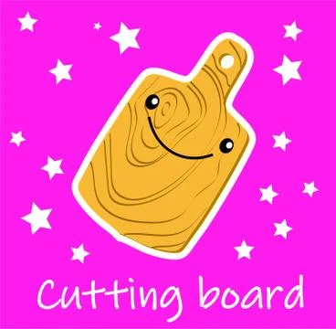Character kitchen board on pink background.Children's card 스톡 일러스트