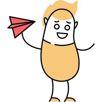 Character launch handmade paper plane vector icon Stock Illustration