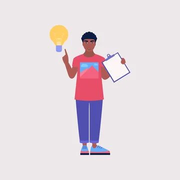 Character with a light bulb Stock Illustration