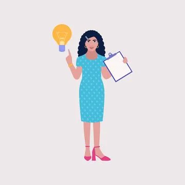 Character with a light bulb Stock Illustration
