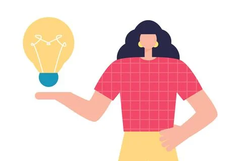 Character with a light bulb Stock Illustration