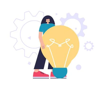 Character with a light bulb Stock Illustration