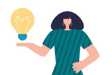 Character with a light bulb Stock Illustration
