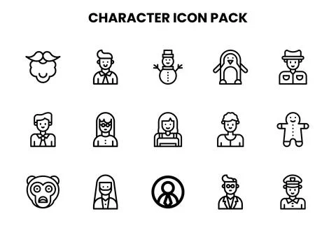 Character Line Bundle Icons Pack イラスト素材