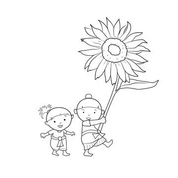 Character line drawings for cute vector illustrations Stock Illustration