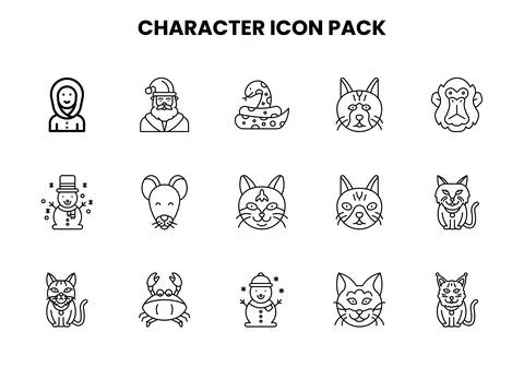 Character Line Scalable Icons Pack Stock Illustration
