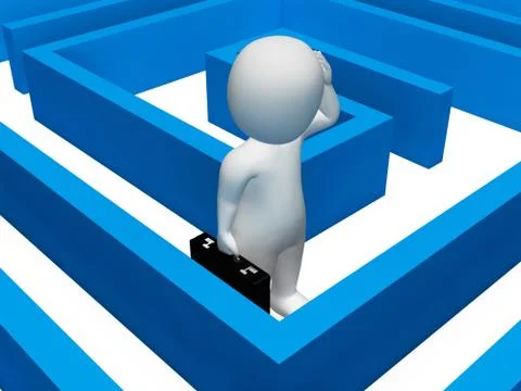 Character Lost Shows Decision Making And Adversity 3d Rendering Stock Illustration