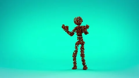A character made of roasted coffee beans dances in a funny way. Stock Footage 150090127