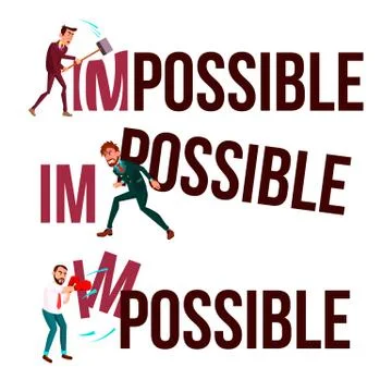 Character Man Break Down Word Impossible Vector Stock Illustration