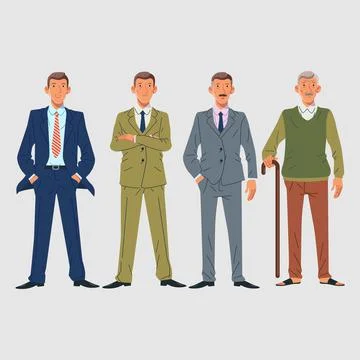 Character of man in different ages flat design vector Stock Illustration
