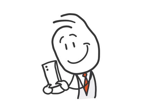 Character of a man with a smartphone. Stock Illustration