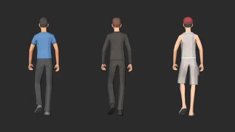 Character Man walking animation with Alpha Channel rear view Stock Footage 132659741