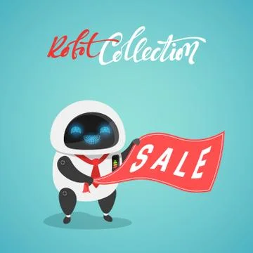 Character of the modern robot android in the flat style. Stock Illustration