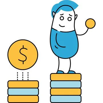 Character on money stack vector finance icon Stock Illustration