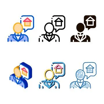 Character multipack man thinking dream buy house vector icon イラスト素材