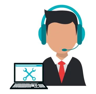 Character operator call center computer support Stock Illustration