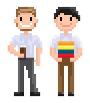 Character of Pixel 8 Bit Game, Man and Woman Vector Ilustração Stock