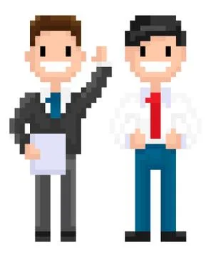 Character of Pixel 8 Bit Game, Man and Woman Vector Ilustração Stock