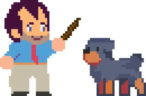 Character in pixel art style Stock Illustration