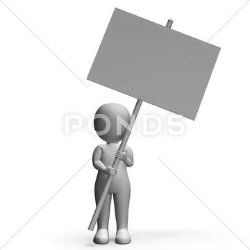 Character with placard for message or presentation Stock Illustration