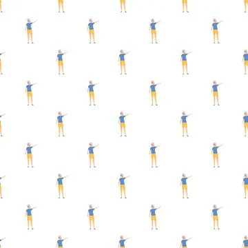 Character pointing hand creating a repetitive background design Illustrazione stock