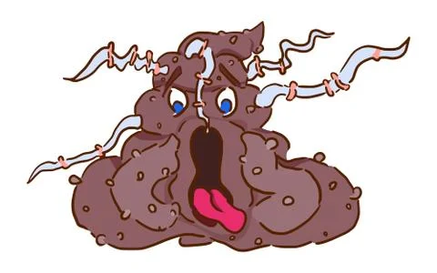 Character poop with worms emotion shock Illustrazione stock