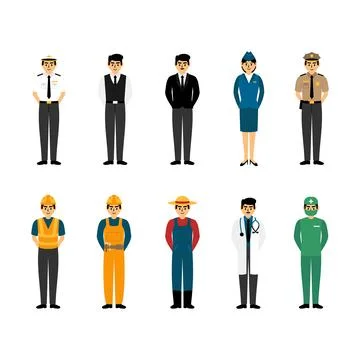 Character profession icon flat style. collection of isolated cartoon illust.. Stock Illustration