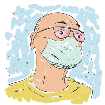 A character with protective mask Stock Illustration
