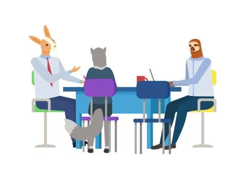 Character Rabbit, Wolf and Sloth Conference Vector イラスト素材